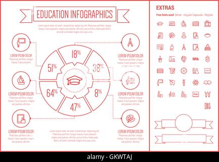 L'istruzione Line Design Modello infografico Illustrazione Vettoriale