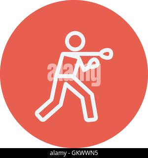 Boxing Man con il punteruolo sottile Icona di linea Illustrazione Vettoriale