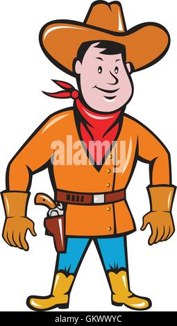 Cowboy Standing pistola disegno Cartoon Illustrazione Vettoriale