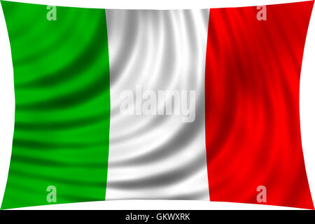 Bandiera dell'Italia sventolando in vento isolati su sfondo bianco. Nazionale Italiana di flag. Patriottica design simbolico. 3d reso Foto Stock