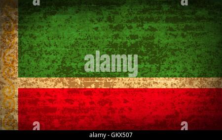 Bandiere Repubblica cecena con sporco trama della carta. Vettore Illustrazione Vettoriale