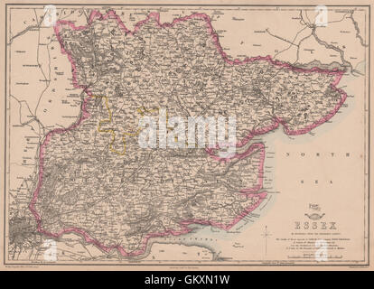ESSEX. Antique county map. Le ferrovie. BR DAVIES, 1863 Foto Stock
