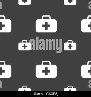 Medicina icona torace segno. Seamless pattern su uno sfondo grigio. Vettore Illustrazione Vettoriale