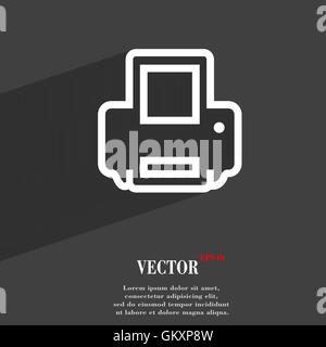 Icona di stampa piatto simbolo di moderna progettazione web con lunga ombra e lo spazio per il tuo testo. Vettore Illustrazione Vettoriale