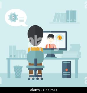 Due popoli asiatici conversazioni online Illustrazione Vettoriale