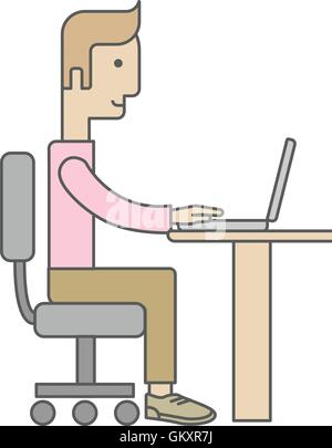 Imprenditore lavorando sul computer. Illustrazione Vettoriale