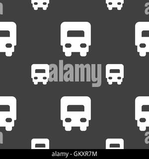 Consegna truck icona segno. Seamless pattern su uno sfondo grigio. Vettore Illustrazione Vettoriale