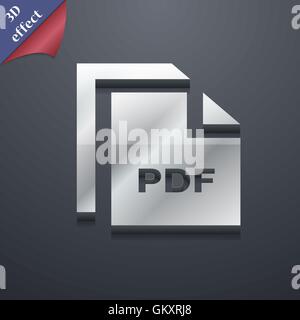 File PDF icona simbolo. 3D stile. Alla moda e dal design moderno con spazio per il vettore di testo Illustrazione Vettoriale