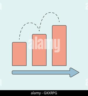Grafico di business con red rising bar. Illustrazione Vettoriale