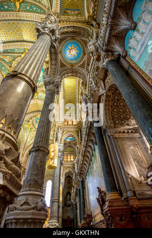 Lione 5e arr. Basilica di Notre Dame de Fourviere. Patrimonio dell'umanità dell'UNESCO. Dipartimento del Rodano. Rhone-Alpes. Francia Foto Stock