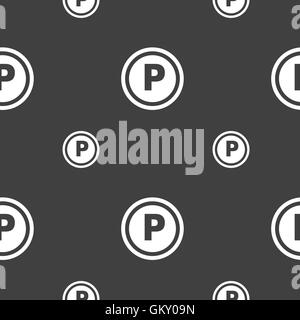 Parcheggio auto icona segno. Seamless pattern su uno sfondo grigio. Vettore Illustrazione Vettoriale