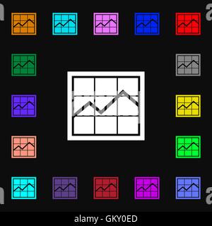 Icona grafico di segno. Tanti i simboli colorati per il vostro design. Vettore Illustrazione Vettoriale