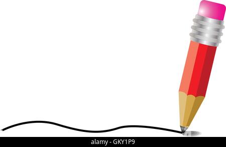 Matita con la scrittura della linea di corsa Illustrazione Vettoriale