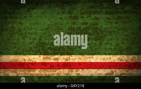 Bandiere Repubblica cecena di Ichke con sporco trama della carta. Vettore Illustrazione Vettoriale