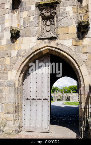 Gateway per St Salvator's College del quadrangolo nell Università di St Andrews. Royal Burgh di St Andrews Fife, Scozia, Regno Unito, Gran Bretagna Foto Stock