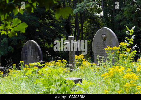 Lapidi a Arnos Vale cimitero in Bristol Foto Stock