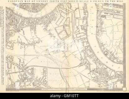 "CASSELLS LONDON SE. Rotherhithe Bermondsey Deptford Peckham. WELLER, 1863 Mappa Foto Stock