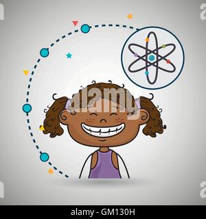 Girl cartoon icona atom Illustrazione Vettoriale