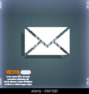 Mail, Busta, Messaggio icona simbolo sul blu-verde sfondo astratto con ombra e lo spazio per il tuo testo. Vettore Illustrazione Vettoriale