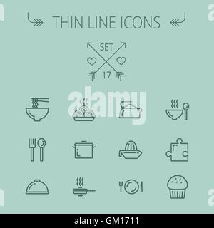 Alimentare la linea sottile icona impostare Illustrazione Vettoriale