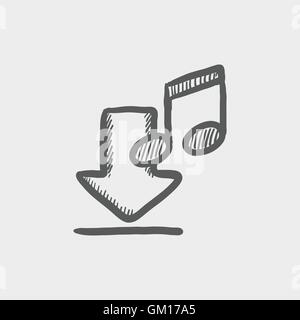 Scaricare musica icona schizzo Illustrazione Vettoriale
