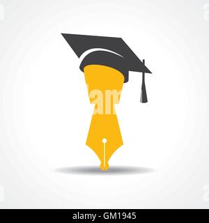 Penna con cappuccio di graduazione icona simbolo educativo vettore di stock Illustrazione Vettoriale