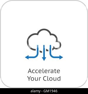 Per accelerare la vostra icona a forma di nuvola. Il concetto di business. Design piatto. Illustrazione Vettoriale