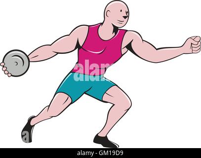 Discus Thrower lato Cartoon isolato Illustrazione Vettoriale