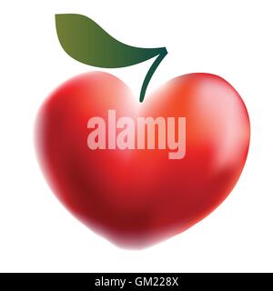 Cuore di frutta. Simbolo della dieta sana. Il design del vettore per il logo, borsa, t-shirt, illustrazione ecc. Illustrazione Vettoriale