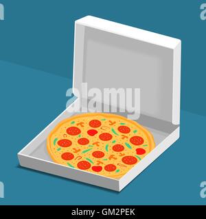 Pizza in casella Illustrazione Vettoriale