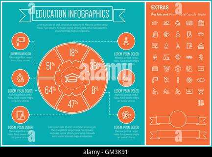 L'istruzione Line Design Modello infografico Illustrazione Vettoriale