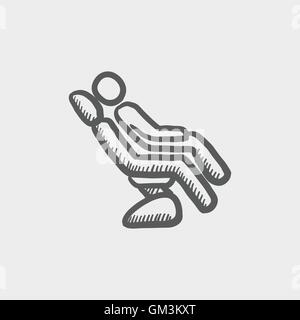 Uomo seduto su una poltrona odontoiatrica icona schizzo Illustrazione Vettoriale