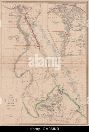 "L'Egitto, la Nubia, Abissinia e il Mare Rosso". Valle del Nilo & delta. WELLER, 1863 Mappa Foto Stock