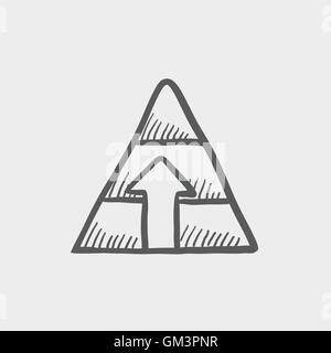 Piramide con freccia su icona schizzo Illustrazione Vettoriale