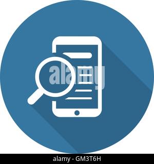 Telefono cellulare con lente di ingrandimento icona Cerca. Icona. Appartamento Desig Illustrazione Vettoriale