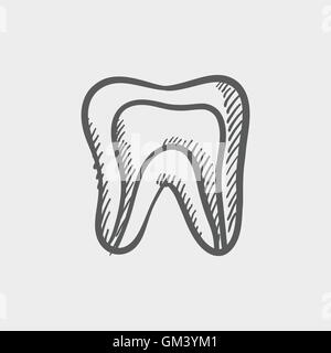 Dente molare icona schizzo Illustrazione Vettoriale
