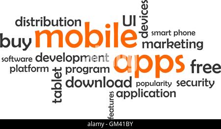 Word cloud - Le applicazioni per dispositivi mobili Illustrazione Vettoriale