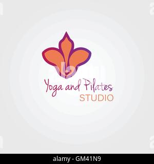 Fiore di loto logo concetto di modello. Segno del Logo per studio di yoga o un salone di bellezza. Illustrazione Vettoriale