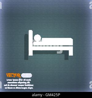 Hotel icona simbolo sul blu-verde sfondo astratto con ombra e lo spazio per il tuo testo. Vettore Illustrazione Vettoriale