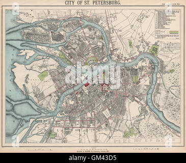 San Pietroburgo Санкт Петербург a. Città antica città mappa piano. LETTS 1889 Foto Stock