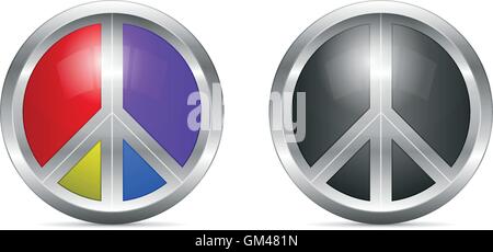 Metallica simbolo di pace design con colore come alternativa 3a forma di d Illustrazione Vettoriale