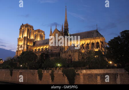 La cattedrale di Notre Dame al tramonto. Parigi, Francia Foto Stock