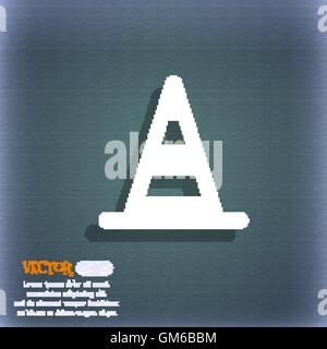 Cono stradale icona simbolo sul blu-verde sfondo astratto con ombra e lo spazio per il tuo testo. Vettore Illustrazione Vettoriale