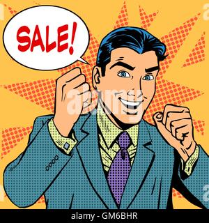 Imprenditore maschio vendita sconto vendita store shopping Illustrazione Vettoriale