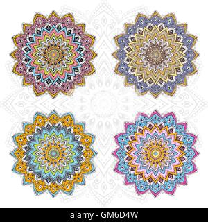 Mandala diversi set di colori Illustrazione Vettoriale