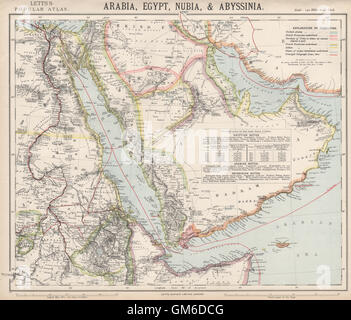 ARABIA Deba/Dubai Abothubi/Abu Dhabi Katar/Hejaz Qatar Oman. LETTS 1889 mappa Foto Stock