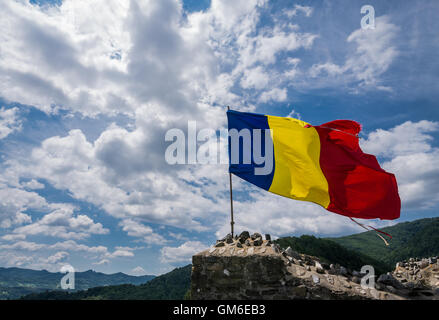 Il castello di Poenari anche chiamato Cittadella Poenari sull altopiano del Monte Cetatea, Romania, uno dei principali fortezza di Vlad III Impalatore Foto Stock