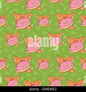 Baby fox pattern Illustrazione Vettoriale