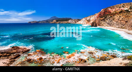 Unico belle spiagge dell'isola di Milos, Grecia, CICLADI Foto Stock