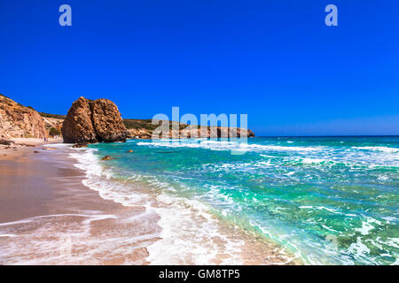 Unico belle spiagge dell'isola di Milos, Grecia, CICLADI Foto Stock